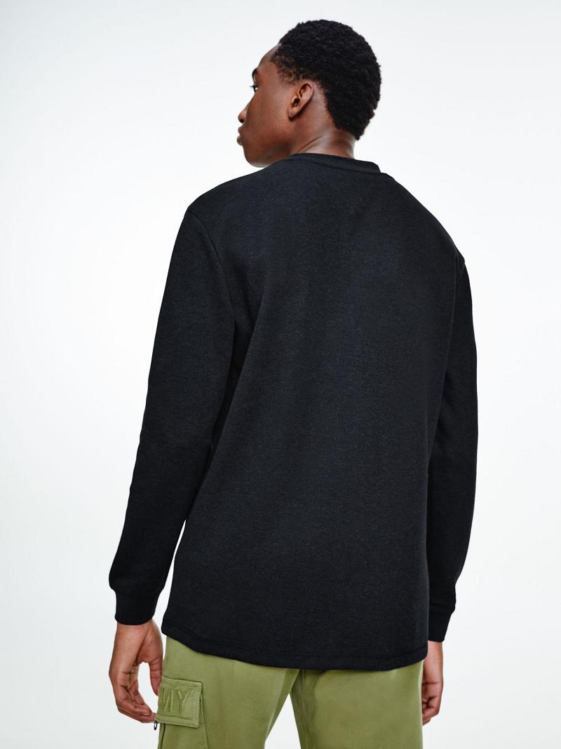 Férfi Tommy Hilfiger Organic cotton mock neck Póló Fekete | HU 846NWY